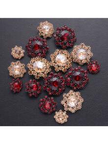 4 件套多色多尺寸水钻镂空经典金属纽扣，DIY 装饰外套、夹克、缝纫用品、服装配饰 - 彩色 - 查看 10