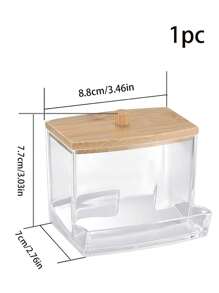 4 piezas Soporte para cosméticos, Organizador de cosméticos para baño, Caja de almacenamiento de maquillaje, Estante dispensador con tapa de bambú - Multicolor - Ver 16