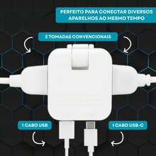 Benjamin Articulated Flexible Portable Bivolt Power Adapter With 4 Inputs, 1 USB And 1 USB-C Supports Current Up To 10A - 查看 7