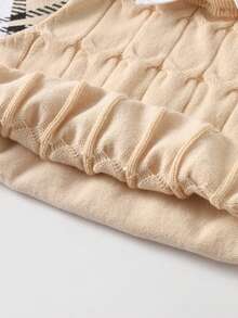 كنزة صوفية كبل قابلة للفصل للأولاد، بطراز مدرسي كاجوال بأكمام طويلة، مناسبة للربيع والخريف والشتاء - لون مشمشي - مشاهدة 9