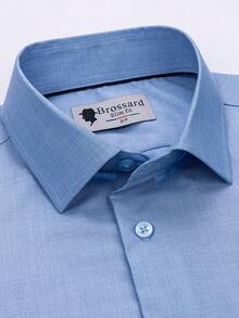 Men's Business Dress Shirts, Long Sleeve, Iron-Free, Slim Fit, Solid Color Korean Style Formal Shirts, Versatile For Work And Commuting. - Baby Blue - View 2