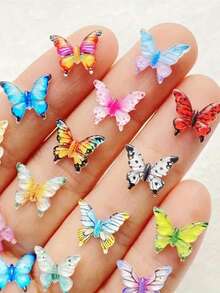 200/50/20 szt. kolorowych, kryształowych motyli z żywicy mieszanej – urocze akcesoria dekoracyjne DIY, zestaw ozdób na biurko, idealne do dekoracji weselnych i wypełniaczy pudełek prezentowych