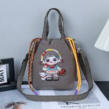 1 Stück neuer Pudel Design Nylon Lässig Umhängetasche, Grau, vielseitige kleine quadratische Umhängetasche für Frauen