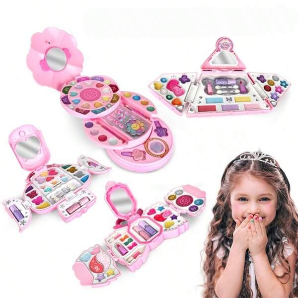 Set de maquillage de jeu pour enfants convenant aux filles de 5 à 8 ans, set de maquillage de jeu de princesse avec miroir, jouets de cosmétiques convenant aux filles, cadeau d'anniversaire et de Noël parfait, et le meilleur cadeau de Noël.