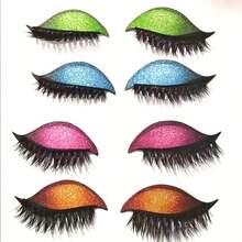 The New Self-Adhesive Shiny Golden Onion Glitter Powder Eyeliner, Eyeshadow And Eyelash Sticker Three-In-One Is Reusable And Suitable For Parties. Halloween, Music Festivals, Christmas, Multiple Colors To Choose From To Create A Thick And Big Eye - 金色 - 查看 8