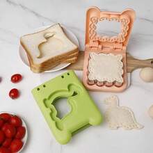 1 件，不锈钢早餐三明治模具、吐司切刀、口袋封口机、面包 DIY 制作工具；粉色方形蕾丝花边、绿色恐龙形状、吐司夹、面包切片模具，方便、耐用且易于清洁，适用于烘焙糕点工具。