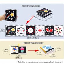 1 Stück Baby Spielzeug, Schwarz-Weiß Kontrast Stoffbuch, visuelle sensorische Anregung, Frühförderung Spielzeug für Babys
