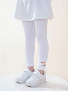 8pcs Kids' Solid Color & Printed Cropped Leggings, Colorful Rainbow Unicorn Tights, Versatile For Spring/Autumn, Can Be Worn Inside Or Outside