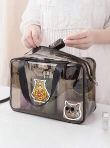 1PC Storage Bag Makeup Travel Bag Make Up Brush Bag Toiletry Bag Transparent Single-Layer Makeup Bag Made Of PVC Material, Hand-Held Toiletry Bag, Cosmetic Storage Bag, Beach Bag,Essential For Traveling Makeup Travel Toiletry Organizer Clear Essentials Gifts Storage Zipper.