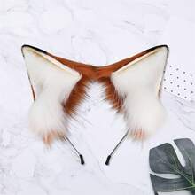 Fox Ears Headband Furry Animal Ears Cosplay Hairhoop Halloween Costume Accessories For Adults - 紅棕色 - 查看 3