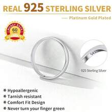 2/3/5mm 925 Sterling Silver Ring Customizable Plain Dome High Polished Wedding Band Comfort Fit Size 4-12 (With Gift Box) - Bạc 3mm - Xem 6