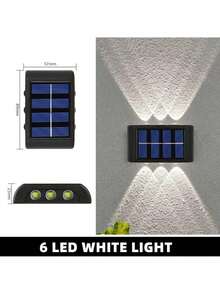 2pcs Solar Wall Light Up And Down Emitting Atmosphere Light Suitable For Outdoor Courtyard Garden Corridor Layout Wall Decorative Lighting - Black - View 18