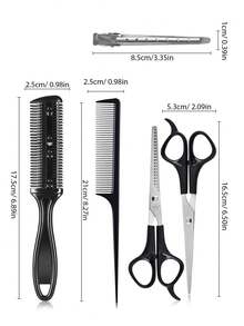 5件套专业美发造型工具套装 - 包括剪发剪刀、梳子和打薄剪，可打造完美发型和打薄效果；还有背梳、吹风机、头发、理发师、美发工具、美发产品、边缘梳、造型梳、吹风机、美发用品、发胶、卷发产品、美发设备、剪发剪刀、圣诞节、理发店、美发、吹风机、头发、配件、美发产品、美发工具、美发用品、头发护理、卷发梳、理发师、美发设备、旅行必备、发型、美发、头发、旅行、美发产品、美发工具、美发用品、理发师、理发师配件、理发店、美发设备 - 彩色 - 查看 2