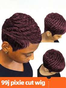 4inch 4# Pixie Cut Wig Human Hair Wigs With Bangs Non Lace Front Wigs For Women For Halloween Costumes