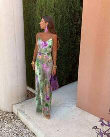 2023 European And American Autumn Dress Suit Women's Long Skirt Beach Skirt Suspender Skirt Long Foreign Trade Women's Polyester Clothing