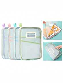 1Pc Double Layer Mesh Classification Bag, Exam Tutoring Bag, Elementary School Student Handbag, Book Carrying Bag - Multicolor - View 9