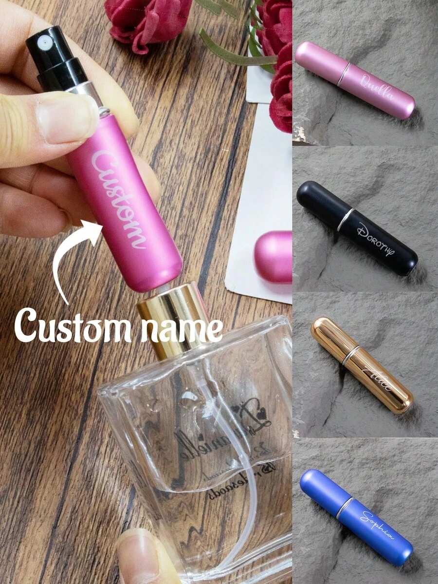 Custom Name Perfume Bottle,Personalized Travel Perfume Bottle Refillable,Customized Mini Perfume Bottle,Atomizer Sprayer For Perfume,Customizable Bridal Party Gifts,Birthday Gifts,Bridesmaid Gifts,Multifunctional,Travel,Portable,Liquid Bottle,Women,Besties,Girlfriends,Boyfriends,Colleagues,Exquisite - 5ml - 查看 1