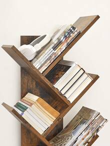 VASAGLE Tree Bookshelf, 8-Tier Floor Standing Bookcase, With Wooden Shelves For Living Room, Home Office, Rustic Brown - Coffee Brown - View 3
