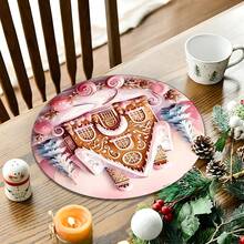 2 piezas/4 piezas/6 piezas Manteles individuales de silicona con estampado de casa de jengibre, decoración navideña, adecuados para mesa de comedor, bar de café, todo el año, manteles lavables para mesa, decoración de habitación, posavasos, manteles de escurrimiento, manteles individuales de cocina y comedor, decoraciones de fiesta interior y exterior, decoración del hogar, regalo ideal