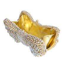 Women Luxury Bowknot Shaped Evening Clutch Sparkling Rhinestones Handbag For Banquet - Vàng AB - Xem 6