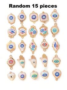 2/15/20/30/50 piezas Colgante al azar de corazón/mariposa/luna/ojo malvado de colores múltiples, apto para hacer joyas DIY de collares, pulseras, pendientes, llaveros, cadenas de teléfono, regalo de pareja