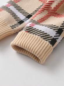 كنزة صوفية كبل قابلة للفصل للأولاد، بطراز مدرسي كاجوال بأكمام طويلة، مناسبة للربيع والخريف والشتاء - لون مشمشي - مشاهدة 6