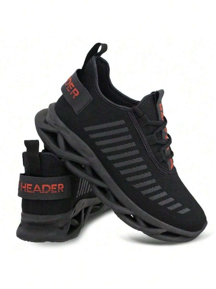 Men's Sports Walking Gym Sneakers Lightweight Easy-Fit Braided - Black - View 1