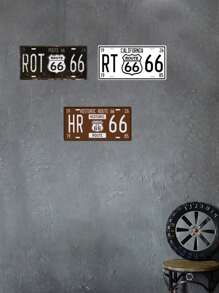 1pc Vintage American License Plate, Route 66 Wall Tinplate, Funny Street Metal Tin Sign, Route 66 Sign, Man Cave Car Plaque, Funny License Plate For Men/Women Car, Home Garage Bar Cafe Shop Art Wall Decor, Perfect Gift For License Plate Collector, Water-Proof 12x6inch