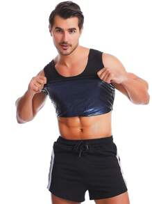 1pc Men's Sports Slimming Waist Cincher Vest, European And American Style Sauna Sweat Fitness Shaping Underwear, Sweat Inducing Belly Shaping Gym Workout Top