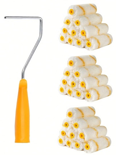 Set di rulli per pittura ProCraft da 20 pezzi con telaio - Rulli in tessuto da 4 pollici e manico in metallo durevole per una pittura uniforme su legno, mobili, armadi e pareti