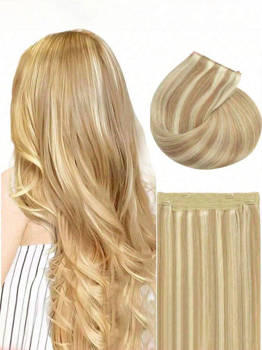 16 英寸隐形鱼线 4 夹式假发 真人发片 直发 女士适用 100 克夹式接发 - S27/613 - 查看 1