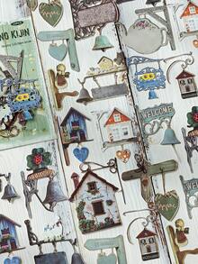 15 piezas/paquete Pegatinas con tema vintage de campo, pegatinas decorativas creativas y estéticas, materiales de manualidades para scrapbooking, regalos para fiestas, suministros escolares personalizados para scrapbooking