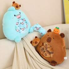 Keylingwd 13.7*13.7in Snack Bag Capybara Pillow Plush Toy, With Six Small Dolls Inside, Children's Plush Toys, Birthday Gifts For Boys And Girls ,Very Cute, Soft And Comfortable Dolls, Plush Filling, Perfect Gift For Holidays And Birthdays, Decorative Pillows For Living Room Sofas - Multicolor - View 6