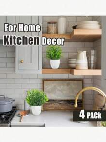 4pcs Artificial Small Potted Plants, Indoor Fake Flowers For Home Decor, Small Artificial Flowers For House, Window, Bathroom, Wall, Desk Office, Kitchen, Farm, Valentine's Day Party Decor