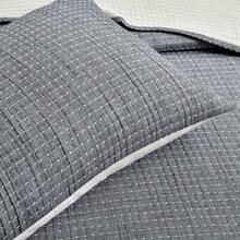 Solid Kantha Pick Stitch Yarn Dyed Cotton Woven Quilt/Coverlet Light Gray/White 3Pc Full/Queen Halloween-Fall Decor-Room Decor - 海軍藍/白色 - 查看 2