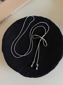 女士简约蝴蝶结吊坠项链，韩式独特设计长项链配饰，百搭，2025 年春夏新品