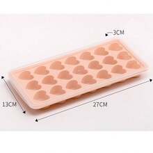 1 Piece Of Pink 21 Grid Ice Cube Mold, Creative Heart-Shaped Ice Cube Ice Making Mold, Household Soft Silicone Ice Storage Box - Pink - View 7