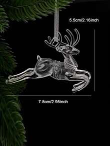 3D Acrylic Transparent Deer Hanging Ornaments, Nordic Minimalist Style Hollow Reindeer Decor, Matte Texture, Christmas Party Decoration, New Year Gift, Winter Window Display, Ice & Snow Home Decor