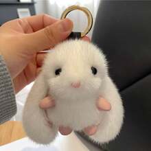奢华貂皮兔子钥匙扣 - 超柔软毛绒兔子汽车配件，优雅蓬松包饰，适合钱包/背包，适合女士/女孩的可爱生日礼物，优质仿皮草钥匙扣 - 彩色 - 查看 5
