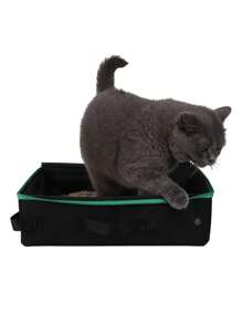 便携式可折叠猫砂盆带盖、手柄和猫砂盘，轻便旅行猫砂盆，猫和小猫必备 - 彩色 - 查看 18