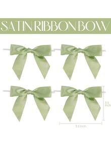 10/20pcs Sage Green Satin Ribbon 3.5" Twist Tie Bows For Treat Bags, Sage Green Satin Ribbon Bows For Gift Wrapping Premade Bows For Crafts, Party Favors, Wedding, Shower Decorations And Party Favors - Green - View 3