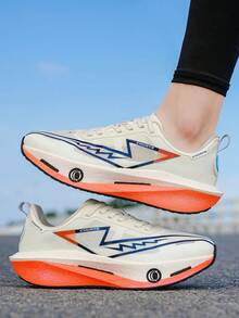 Men's Breathable Road Running Shoes - Shock-Absorbing & Wear-Resistant Sole, EVA Cushioning, Lightweight Low-Top Sneakers With Striped Design, Suitable For Gym, Jogging And Daily Wear, Fashionable Sports Style With EVA Soft Insole