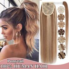 Pony Tail Thick Clip In REAL Remy Human Hair Wrap Ponytail Long Hair Extension Black Brown Blonde - #12/613 Nâu vàng/Vàng - Xem 1