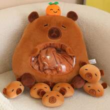 Keylingwd 13.7*13.7in Snack Bag Capybara Pillow Plush Toy, With Six Small Dolls Inside, Children's Plush Toys, Birthday Gifts For Boys And Girls ,Very Cute, Soft And Comfortable Dolls, Plush Filling, Perfect Gift For Holidays And Birthdays, Decorative Pillows For Living Room Sofas - Multicolor - View 5