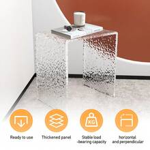 Acrylic End Table, U-Shaped Side Table With Rounded Edges, Stylish Modern Coffee Table Small, Shower Benches, Acrylic Step Stool, Thickened Clear Footstool Bathroom (40 X 29 X 42 Cm) - Transparent - View 9