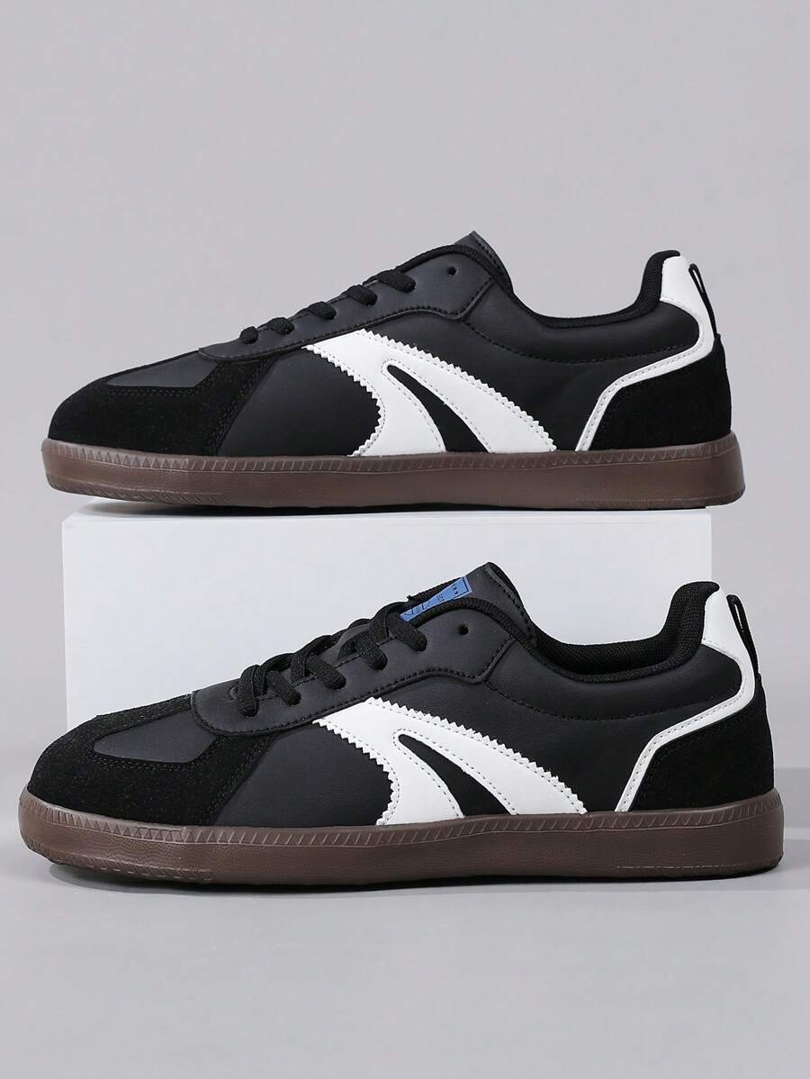 男士四季休闲平底鞋，轻便软底运动鞋，圆头系带舒适复古休闲鞋 - 彩色 - 查看 1