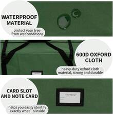 AerWo Bolsa de almacenamiento para árbol de Navidad artificial, tamaño grande, se adapta a árboles de Navidad desarmados de hasta 8 pies, resistente bolsa de árbol de Navidad con asas reforzadas duraderas (50" x 20" x 15") - Verde - Ver 11