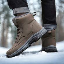 Winter Men Boots Warm Plush Boots For Men Outdoor High Top Hiking Sneakers Wear-Resistant Men's Casual Shoes Male Mountain Working Ankle Snow Boots Plus Sizes 39-48 - Khaki - View 7