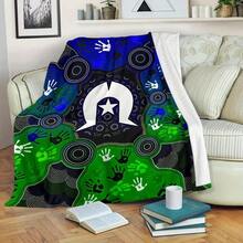 Aboriginal Premium Blanket - Torres Strait Symbols With Aboriginal Patterns - Multicolor - View 3