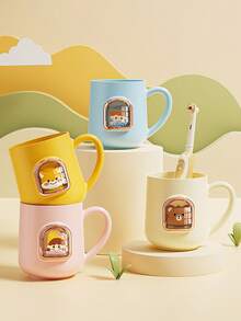 1 peça de copo de banheiro para casal, copo de enxágue de escova de dentes antiqueda com desenho animado fofo, copo de escova de dentes doméstico unissex simples